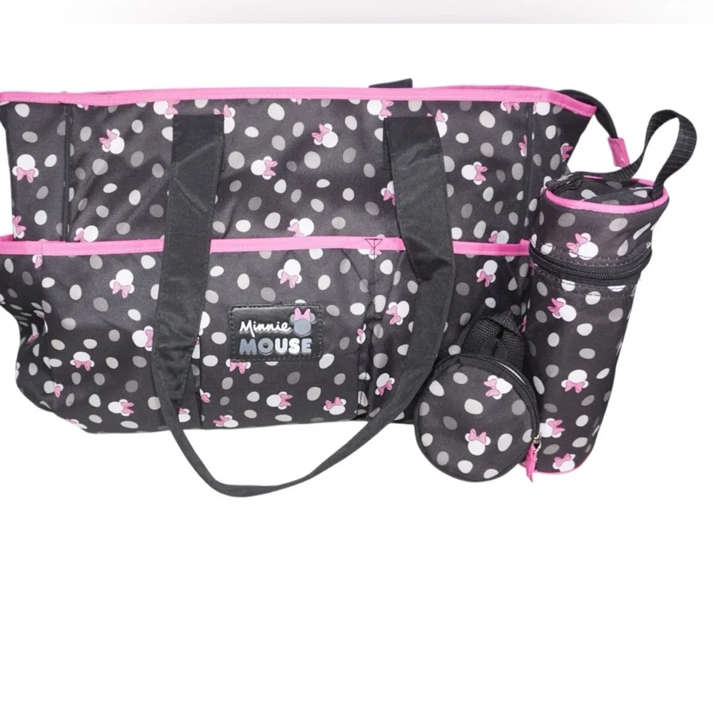 Disney NWOT Minnie Mouse Diaper Bag Set with Accessories & Changing Pad